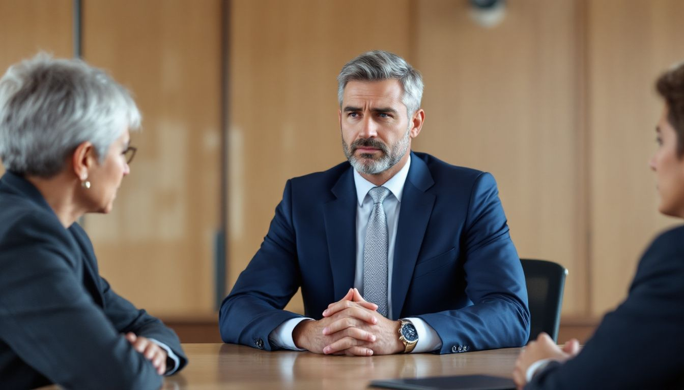 A professional estate planning attorney consulting with clients.